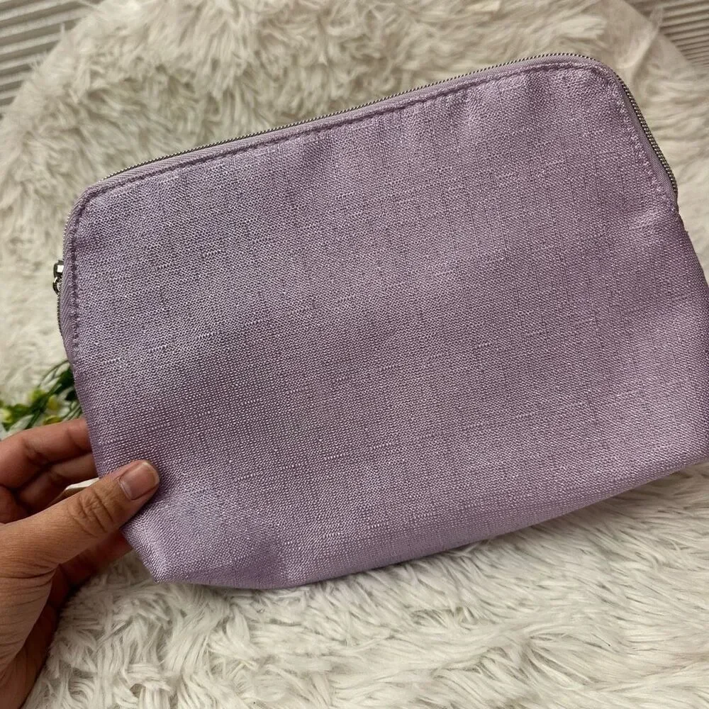 Lancome 2 piece‎ lot Makeup Cosmetic zip organizer Pouch Bags lavender pink NEW